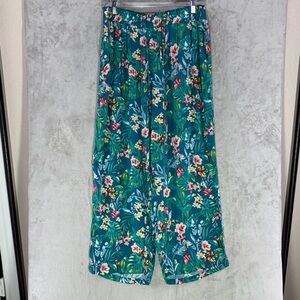 Jane and Delancey Monkey & Toucan Tropical Print Wide Leg Pants Size XL